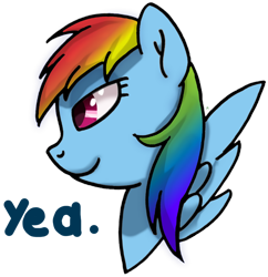 Size: 880x908 | Tagged: safe, artist:teakay-c-ii-r, imported from twibooru, rainbow dash, pony, bust, chad, female, g4, image, mare, meme, nordic gamer, png, ponified meme, simple background, solo, yes