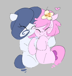 Size: 349x366 | Tagged: safe, artist:parfait, oc, oc only, oc:hattsy, oc:kayla, earth pony, pony, aggie.io, blushing, eyes closed, female, hug, mare, simple background, smiling