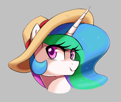 Size: 330x277 | Tagged: safe, artist:thebatfang, princess celestia, alicorn, pony, aggie.io, female, hat, lowres, mare, simple background, smiling