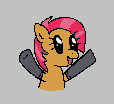 Size: 114x104 | Tagged: safe, babs seed, earth pony, pony, aggie.io, clothes, female, lowres, mare, open mouth, raised arms, simple background, smiling, socks