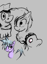 Size: 314x427 | Tagged: safe, cloudchaser, earth pony, pony, aggie.io, bandana, chest fluff, drawpile, female, male, mare, simple background, smiling, stallion