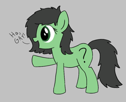 Size: 726x587 | Tagged: safe, oc, oc:filly anon, earth pony, pony, aggie.io, female, filly, mare, open mouth, pointing, raised hoof, simple background, smiling