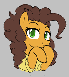 Size: 343x379 | Tagged: safe, artist:kabayo, cheese sandwich, earth pony, pony, aggie.io, clothes, dress, female, grilled cheese (r63), looking at you, mare, rule 63, simple background, smiling