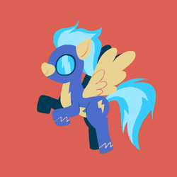 Size: 2000x2000 | Tagged: safe, artist:cyberspit, imported from derpibooru, misty fly, pegasus, pony, clothes, goggles, red background, simple background, solo, uniform, wonderbolts uniform