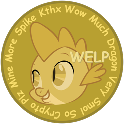 Size: 800x800 | Tagged: safe, artist:joey, imported from derpibooru, spike, dragon, .svg available, april fools, april fools 2022, coin, comic sans, dogecoin, face, male, monochrome, simple background, solo, svg, text, transparent background, vector