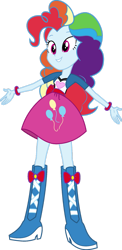 Size: 827x1698 | Tagged: safe, artist:iamsheila, imported from derpibooru, pinkie pie, rainbow dash, equestria girls, boots, clothes, high heel boots, palette swap, recolor, shirt, shoes, simple background, skirt, solo, transparent background