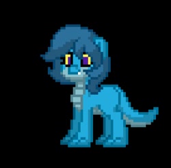 Size: 272x268 | Tagged: safe, artist:fxmaf, imported from derpibooru, original species, pony, snake, snake pony, pony town, back to the outback, black background, claws, crossover, fangs, maddie, maddie the inland taipan snake, ponified, purple eyes, simple background, snake tail, tail, yellow sclera