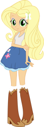 Size: 526x1519 | Tagged: safe, artist:iamsheila, imported from derpibooru, applejack, fluttershy, equestria girls, boots, clothes, high heel boots, palette swap, recolor, shirt, shoes, simple background, skirt, socks, solo, transparent background