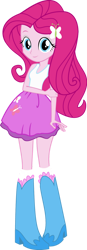 Size: 526x1519 | Tagged: safe, artist:iamsheila, imported from derpibooru, fluttershy, pinkie pie, equestria girls, boots, clothes, high heel boots, palette swap, recolor, shirt, shoes, simple background, skirt, socks, solo, transparent background