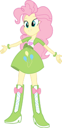 Size: 827x1698 | Tagged: safe, artist:iamsheila, imported from derpibooru, fluttershy, pinkie pie, equestria girls, boots, clothes, high heel boots, palette swap, recolor, shirt, shoes, simple background, skirt, solo, transparent background