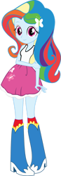 Size: 526x1519 | Tagged: safe, artist:iamsheila, imported from derpibooru, fluttershy, rainbow dash, equestria girls, boots, clothes, high heel boots, palette swap, recolor, shirt, shoes, simple background, skirt, socks, solo, transparent background