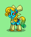 Size: 63x75 | Tagged: safe, artist:dematrix, imported from derpibooru, oc, oc:melly sarade, pony, unicorn, pony town, bow, clothes, ear piercing, green background, multicolored tail, picture for breezies, piercing, pixel art, saddle, simple background, smiling, socks, solo, tack, tail, tail bow