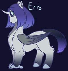 Size: 995x1046 | Tagged: safe, artist:purplegrim40, imported from derpibooru, oc, oc only, oc:eris, hybrid, pony, horn, interspecies offspring, offspring, parent:nightmare moon, parent:storm king, wings