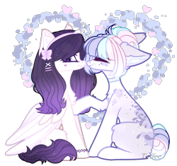 Size: 2135x2010 | Tagged: safe, artist:toffeelavender, imported from derpibooru, oc, oc only, earth pony, pegasus, pony, base used, choker, duo, earth pony oc, female, mare, pegasus oc, raised hoof, simple background, transparent background, wings