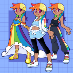 Size: 2048x2048 | Tagged: safe, artist:3ggmilky, imported from derpibooru, rainbow dash, human, bare shoulders, clothes, dark skin, dress, gala dress, humanized, sleeveless, solo, strapless