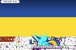 Size: 385x255 | Tagged: safe, imported from derpibooru, rainbow dash, flag, heart, pixel art, pixelated, politics, r/place, reddit, text, ukraine, ukraine flag