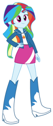 Size: 578x1382 | Tagged: safe, artist:iamsheila, imported from derpibooru, rainbow dash, sunset shimmer, equestria girls, boots, clothes, high heel boots, jacket, palette swap, recolor, shirt, shoes, simple background, skirt, solo, transparent background