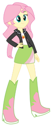 Size: 578x1382 | Tagged: safe, artist:iamsheila, imported from derpibooru, fluttershy, sunset shimmer, equestria girls, boots, clothes, high heel boots, jacket, leather jacket, palette swap, recolor, shirt, shoes, simple background, skirt, solo, transparent background