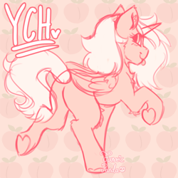 Size: 1500x1500 | Tagged: safe, artist:fanaticpanda, imported from derpibooru, oc, alicorn, pony, butt, chest fluff, commission, heart, hoof heart, plot, solo, tongue out, your character here