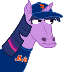 Size: 1213x1396 | Tagged: safe, artist:moonlight bloom, imported from derpibooru, twilight sparkle, pony, unicorn, .svg available, april fools, april fools 2022, clothes, female, hat, hoers, mare, new york mets, nft, shirt, simple background, transparent background, twilight sparkle (unicorn), vector
