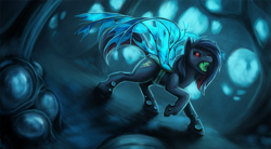 Size: 1200x661 | Tagged: safe, artist:spirit-alu, imported from derpibooru, oc, oc only, changeling, changeling oc, solo