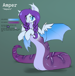 Size: 1360x1376 | Tagged: safe, artist:ampderg, imported from derpibooru, oc, oc only, oc:ampera, bat pony, lamia, original species, female, hybrid wings, reference sheet, solo, wings