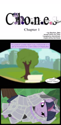 Size: 1031x2117 | Tagged: safe, artist:dendoctor, imported from derpibooru, mean twilight sparkle, alicorn, pony, comic:clone.., alternate universe, clone, clothes, comic, newspaper, park bench, tree, twilight sparkle (alicorn)