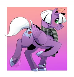 Size: 1518x1587 | Tagged: safe, artist:nynehells, imported from derpibooru, oc, oc only, pegasus, pony, bracelet, clothes, freckles, jewelry, scarf, solo, striped scarf, watermark