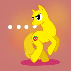 Size: 2000x2000 | Tagged: safe, artist:mediocremare, imported from derpibooru, earth pony, pony, looking back, pac-man, ponified, rearing, solo