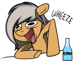 Size: 1964x1643 | Tagged: safe, artist:nguyendeliriam, imported from derpibooru, oc, oc only, oc:deliriam, pony, alcohol, base used, bottle, simple background, solo, transparent background, vodka, wheeze