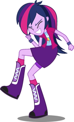 Size: 696x1147 | Tagged: safe, artist:iamsheila, imported from derpibooru, rainbow dash, twilight sparkle, equestria girls, boots, clothes, palette swap, recolor, shirt, shoes, simple background, skirt, socks, solo, transparent background