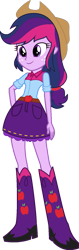 Size: 501x1594 | Tagged: safe, artist:iamsheila, imported from derpibooru, applejack, twilight sparkle, equestria girls, belt, boots, clothes, clothes swap, cowboy boots, cowboy hat, cowgirl, hat, high heel boots, palette swap, recolor, shirt, shoes, simple background, skirt, solo, stetson, transparent background