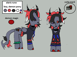 Size: 1267x947 | Tagged: safe, imported from derpibooru, oc, oc:alaris rune, demon, demon pony, pony, ask ponys gamer club, male, profile, tumblr