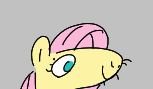 Size: 153x89 | Tagged: safe, fluttershy, pony, aggie.io, female, lowres, mare, simple background, smiling, snoofa, whiskers