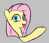 Size: 168x148 | Tagged: safe, fluttershy, pony, aggie.io, female, lowres, mare, open mouth, raised hoof, simple background, smiling
