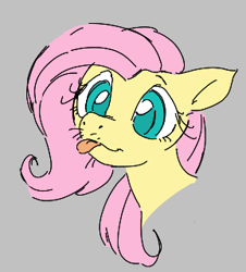 Size: 289x320 | Tagged: safe, fluttershy, pony, aggie.io, female, lowres, mare, simple background, tongue out, whiskers