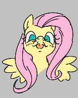 Size: 154x194 | Tagged: safe, fluttershy, pony, aggie.io, female, lowres, mare, simple background, smiling, tongue out, whiskers