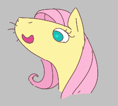 Size: 239x215 | Tagged: safe, fluttershy, pony, aggie.io, female, lowres, mare, open mouth, simple background, smiling, snoofa, whiskers