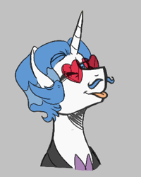 Size: 315x393 | Tagged: safe, fancypants, pony, unicorn, aggie.io, bow, clothes, eyes closed, glasses, male, simple background, smiling, stallion, tongue out