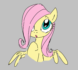 Size: 400x356 | Tagged: safe, artist:dotkwa, fluttershy, pegasus, pony, aggie.io, female, mare, open mouth, raised hoof, simple background, spread wings, wings