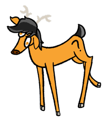 Size: 905x1005 | Tagged: safe, artist:wren, oc, oc:anon fawn, oc:filly anon, deer, april fools, april fools 2022, derp, doenerpics, female, filly, god made me incomplete, mlpol, ponerpics