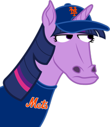 Size: 1213x1396 | Tagged: safe, artist:t.s. lightner, imported from derpibooru, twilight sparkle, pony, unicorn, .svg available, april fools, april fools 2022, clothes, female, hat, hoers, mare, new york mets, nft, shirt, simple background, transparent background, twilight sparkle (unicorn), vector