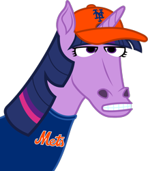 Size: 1213x1396 | Tagged: safe, alternate version, artist:t.s. lightner, imported from derpibooru, twilight sparkle, pony, unicorn, .svg available, april fools, april fools 2020, clothes, female, hat, hoers, mare, new york mets, nft, shirt, simple background, transparent background, twilight sparkle (unicorn), vector