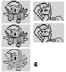 Size: 975x1066 | Tagged: safe, artist:fhoenox, imported from derpibooru, derpy hooves, rainbow dash, pegasus, pony, among us, april fools, ascii, i just don't know what went wrong, impostor, pixel art, r/place, reddit, text art, video game