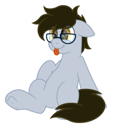 Size: 2601x2744 | Tagged: safe, artist:ponkus, imported from derpibooru, oc, oc only, oc:wrench turner, earth pony, pony, cute, glasses, male, simple background, solo, stallion, tongue out, transparent background