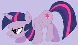 Size: 446x259 | Tagged: safe, artist:painterede, artist:selenaede, artist:twilyisbestpone, derpibooru exclusive, imported from derpibooru, twilight sparkle, pony, unicorn, angry, base used, battle stance, crouching, female, fighting stance, mare, purple background, simple background, solo, unicorn twilight