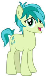 Size: 1500x2497 | Tagged: safe, artist:sketchmcreations, imported from derpibooru, sandbar, earth pony, pony, full body, hooves, looking at you, male, open mouth, open smile, simple background, smiling, solo, standing, tail, teenager, transparent background, vector