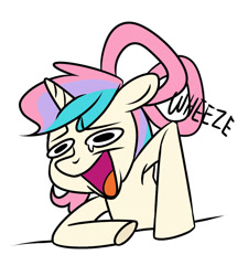 Size: 1170x1301 | Tagged: safe, imported from derpibooru, oc, oc only, oc:dawn flame, pony, unicorn, female, mare, multicolored hair, open mouth, simple background, teary eyes, wheeze, white background