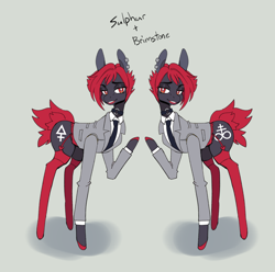 Size: 1982x1964 | Tagged: safe, artist:scarfyace, imported from derpibooru, oc, oc only, earth pony, pony, fallout equestria, clothes, male, siblings, stallion, stockings, thigh highs, twins