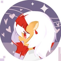 Size: 400x400 | Tagged: safe, artist:momiji90389558, imported from derpibooru, oc, oc:los hua, earth pony, pony, avatar, cloak, clothes, female, head, heart, mare, smiling, solo